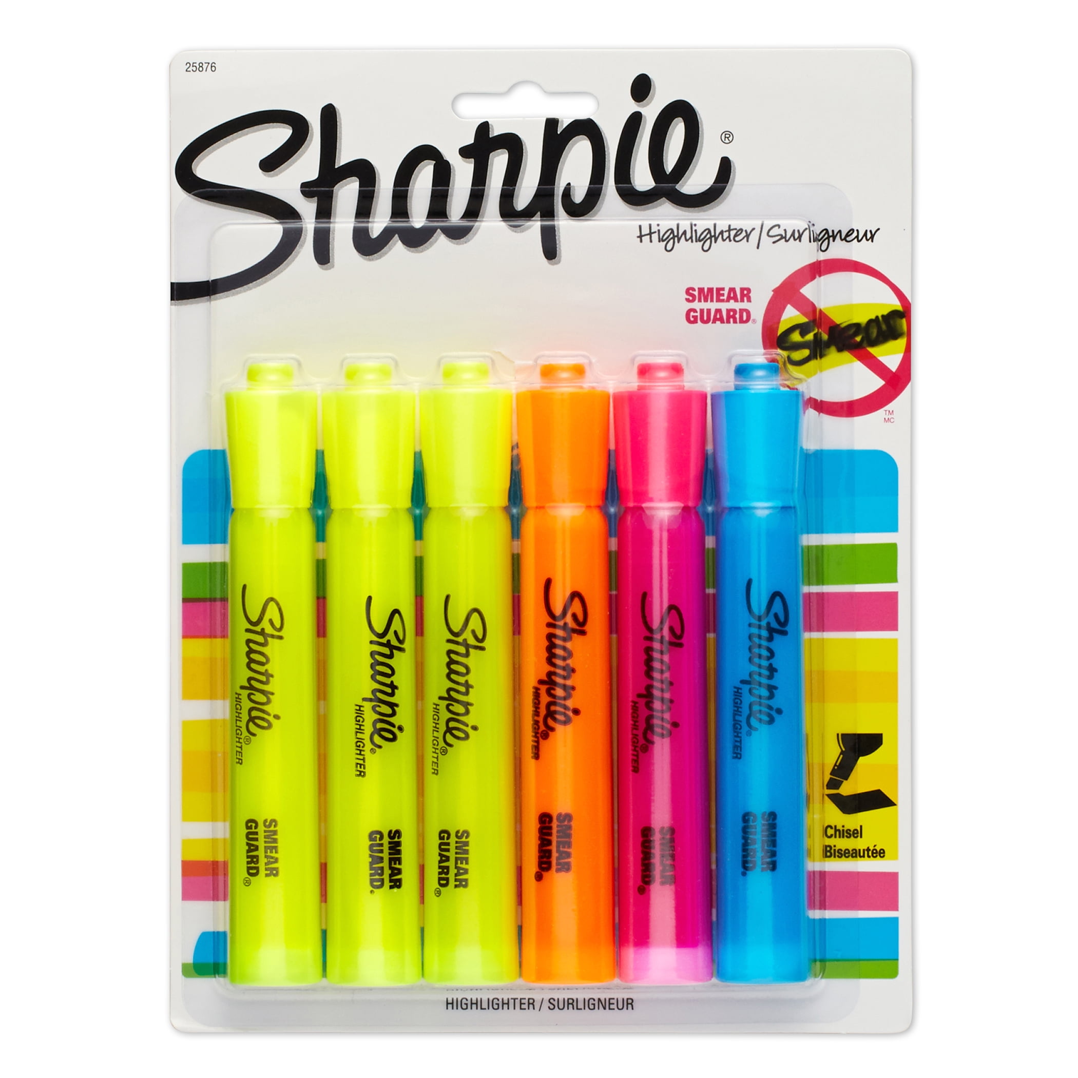 Sharpie Tank Highlighter, Assorted Colors, 6 Per Pack, 3 Packs