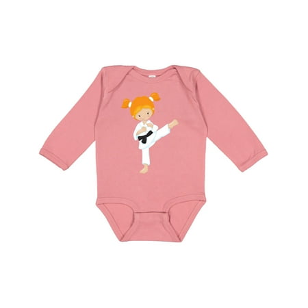 

Inktastic Cute Girl Orange Hair Karate Pose Black Belt Girls Long Sleeve Baby Bodysuit