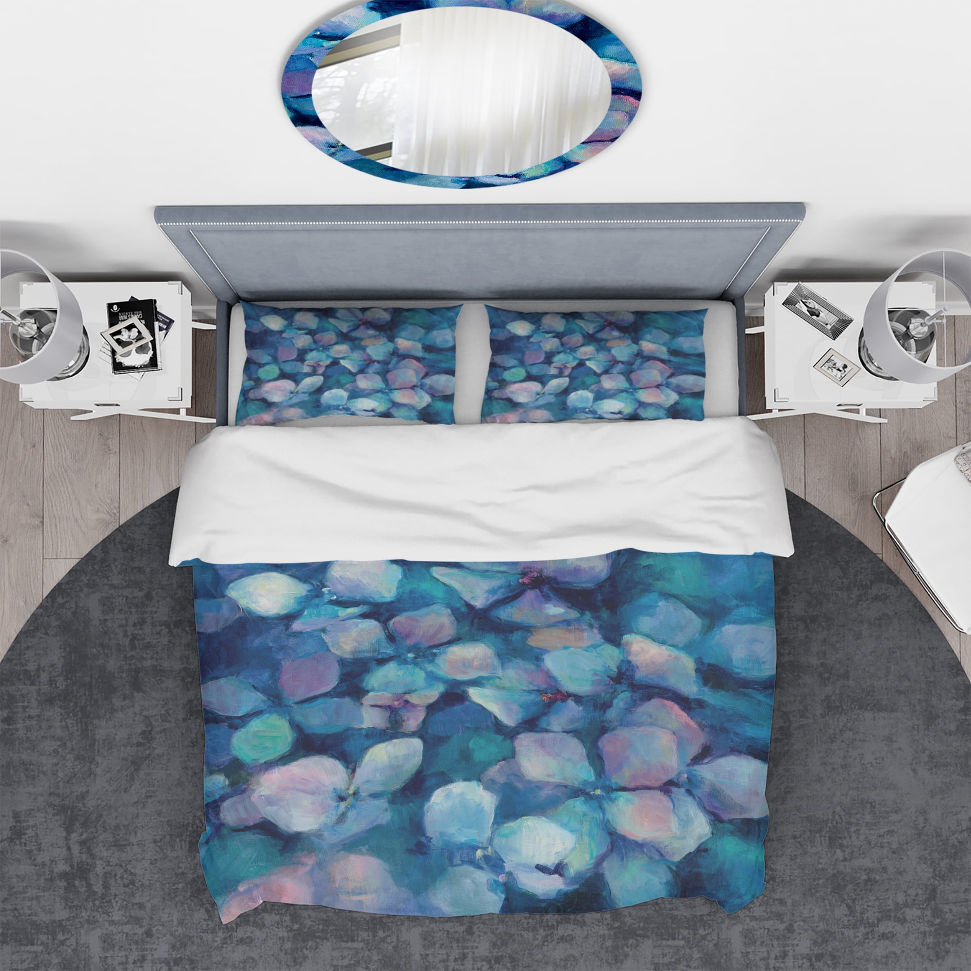 Designart 'Abstract Blue Flower Petals' Geometric Duvet Cover Set