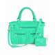 thumbnail image 1 of Bolso de mano de microfibra con doble asa y cremallera para mujer, seis bolsillos y monedero a juego, color verde azulado, de Collections Etc., 1 of 2