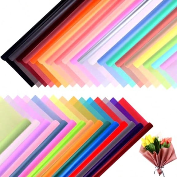 350 Sheet Flower Wrapping Paper Bulk Korean Style Multi Color Waterproof Floral Bouquet Paper 22.4 x 22.4 Inch Florist Gift Wrapping Paper for Valentine Graduation DIY Packing Wrap 35 Colors