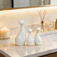 thumbnail image 4 of Ceramic Pet Family Statue Set of 3 Figurines Gold Cat Parent and Sculpture for Bookshelf Desk Home Office Decor(White), 4 of 6