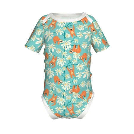 

Gaeub Cute Sloth on Floral Tree Print Infant Climbing Onesie Toddler Outfit Newborn Baby Bodysuit Baby Boy Girl Clothes -12 Months