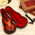 thumbnail image 4 of Wweixi Polished Wood Miniature Violin Mini Musical Instrument Kit Room Decoration Bow And Case Mini Musical Instrument Violin 14cm, 4 of 6