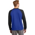 thumbnail image 2 of Sport-Tek Sport Wick Raglan Colorblock Fleece Crewneck-XS (True Royal/ Black), 2 of 6