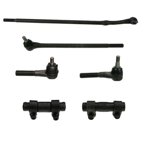 6 Pc Steering Kit Center Link Inner & Outer Tie Rod Ends Adjusting Sleeves