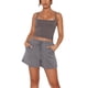 thumbnail image 1 of Txlixc Traje de yoga para mujeres de 2 piezas, blusa de camuflaje recortada con tirantes de pasta y traje de pantalones cortos de piernas anchas Txlixc  moda, 1 of 7