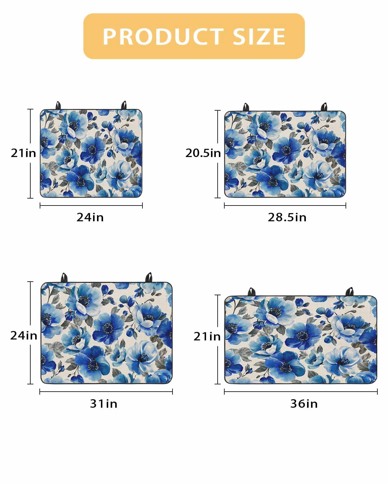 Large Induction Cooktop Protector Mat Blue Flowers Stove Top Covers for Electric Stove, Spring Watercolor Floral Leaves Plants Beige Decorative Stove Burner Cover Mats, Glass Top Stove Cover