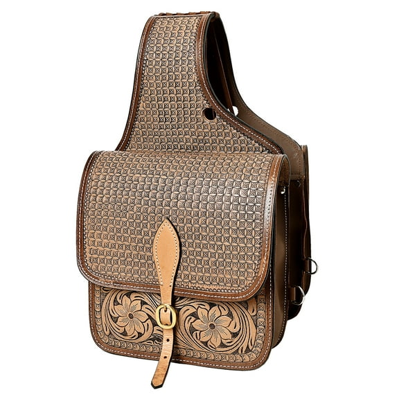 Hilason Western Horse Leather Saddle Bag Heavy duty Traditional Trail Ride
