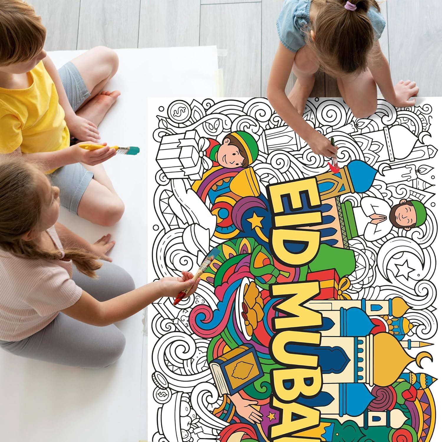 Halloween Crafts for Kids, Giant Coloring Tablecloth/Poster, Halloween Party Decorations Favors Supplies for Kids Gifts Activities Games Toys Banner