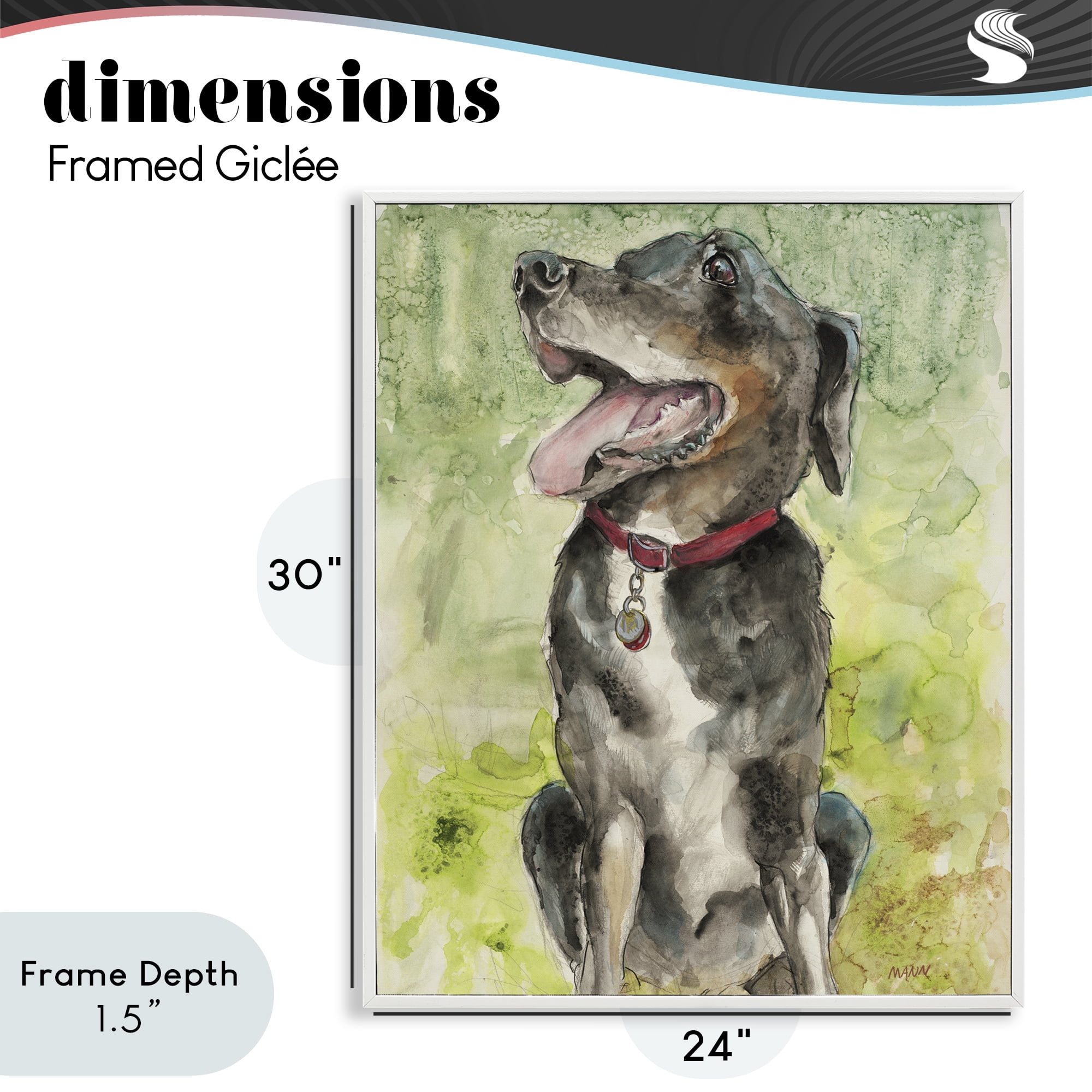 Stupell Industries A Dog's Happiness White Framed Giclee Art, design by Patti Mann