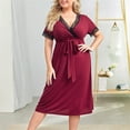 thumbnail image 2 of Jgppe Robe de Nuit Grande Taille pour Femmes Robe Midi Manches Courtes Col en V Ceinturée Ligne A Fluide Robe de Maison, 2 of 6