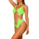 thumbnail image 4 of INSPIRAR CHIC Bañadores de Mujer con Cadena de Oro V Cuello Monokini 1 Pieza Corte de Traje de Baño Verde Fluo, 4 of 5