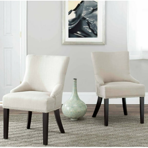 SAFAVIEH Lotus 19''H Side Chair, Antique Gold/Silver Nail Heads, Set of 2