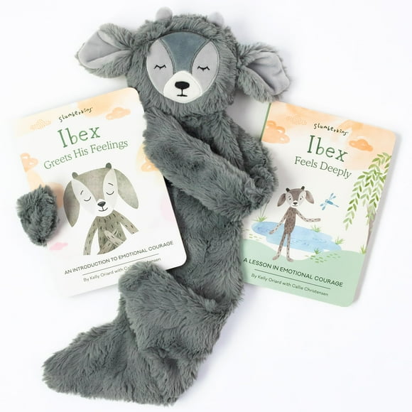 Slumberkins Ibex Snuggler & 2 Board Books Complete Set Bundle | Promotes Emotional Courage, Resilience & Empathy | Social Emotional Tools for Ages 0+ (Ibex Kin Snuggler + 2 Board Books)