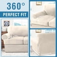 thumbnail image 5 of H.VERSAILTEX 2-Piece Velvet T Cushion Armchair Slipcover, Stretch 1 Cushion Sofa Cover with Separate T Cushion Cover, Non-Slip Furniture Protector, Ivory, 5 of 7