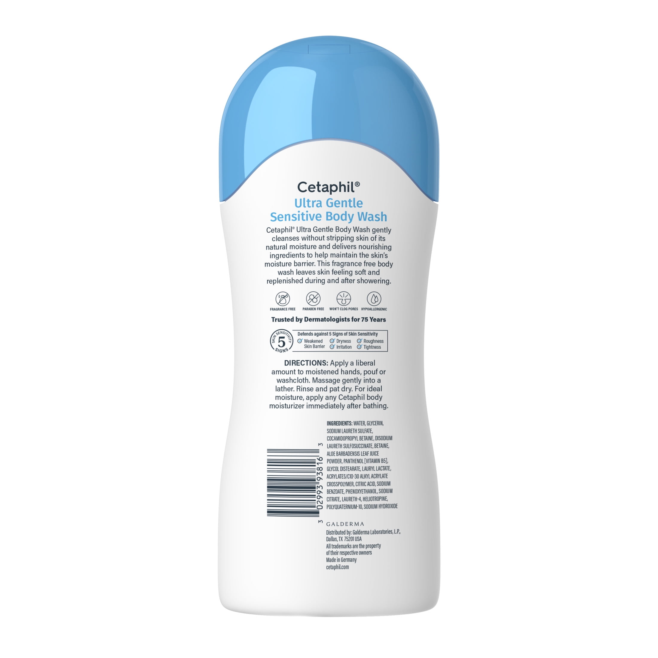 (3 pack) Cetaphil Ultra Gentle Body Wash, For Dry to Normal, Sensitive Skin, Fragrance Free, 16.9 fl oz