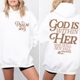 thumbnail image 2 of God Is Within Her Hoodie, Coquette Christian Hoodie for Women, Bible Verse Psalm 46:5 Sweatshirt, Faith Graphic Jesus Hoodie, Religious Gift, 2 of 6