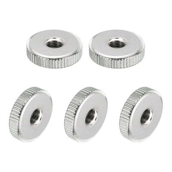 Knurled Thumb Nuts, M6 Female Thread Thin Type, Nickel-Plated Carbon Steel, 5Pack