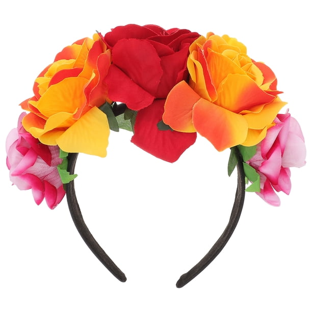 Diadema de Halloween Flor rosa Floral Aro de pelo Cosplay Accesorios para el cabello