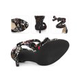 thumbnail image 2 of BLISSFUL STEP Printed Lace Up Stiletto Heels Sandals for Women Black 7, 2 of 6