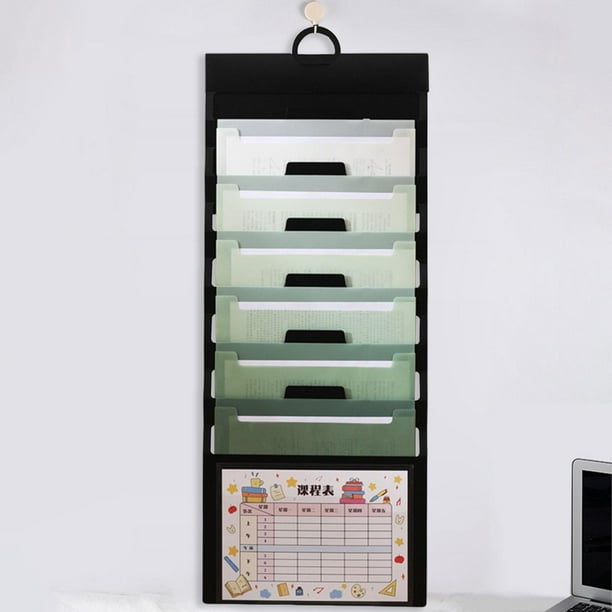 Organizador de archivos de pared colgante con 6 bolsillos que se expanden para el aula de eficiencia laboral verde