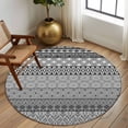 thumbnail image 3 of Grey Black Boho Round Rug 7ft Washable Circle Rugs Non Slip Vintage Ethnic Tribe Abstract Art Large Area Rug Indoor Floor Carpet for Bedroom Kitchen Living Room Home Office Dining Room Nursery, 3 of 7