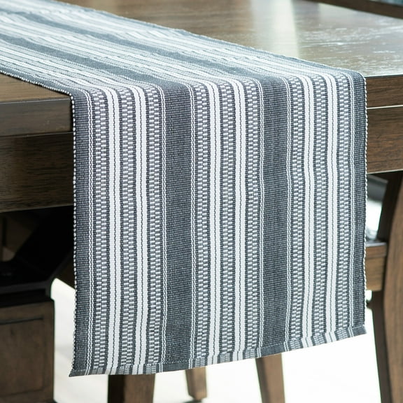 Elsie & Zoey Black Stripe Woven Kitchen Table Runner for Women