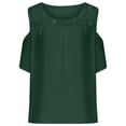thumbnail image 3 of Pompotops Mode Femme Blouse Décontractée Col Rond Unie Dentelle Manches Courtes T-Shirt Été Grande Taille, 3 of 7