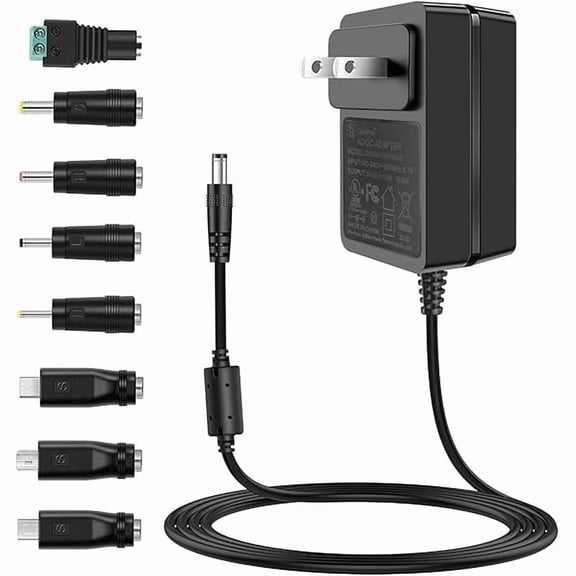 can DC 5V Power Supply, 5Volt 3A 2A 1A Adapter, 100-240V AC to DC 5V Charger Cord, fit for 5 Volt 0.5a 500ma 1.0a 1000ma 1.5a 1500ma 2a 2000ma 2.5a 2500ma 3a 3000ma Electronic Devices with 8 Tips.