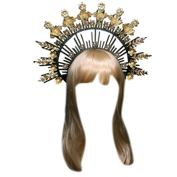 Yokua Vintage Tiaras for Goddess Women Halo Crown DIY Princess Headpieces Party