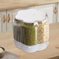 thumbnail image 3 of 6-Grid Flour Storage Dispenser Rotating Rice Grains Container Food Bucket w/lid, 3 of 11