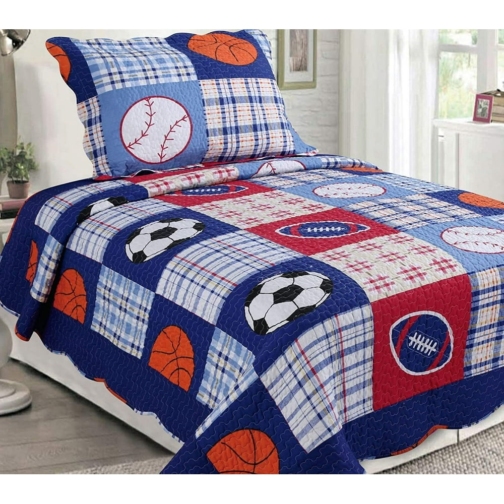 Sapphire Home 2pc Twin Size Bedspread Quilt Set Bedding for Kids Teens