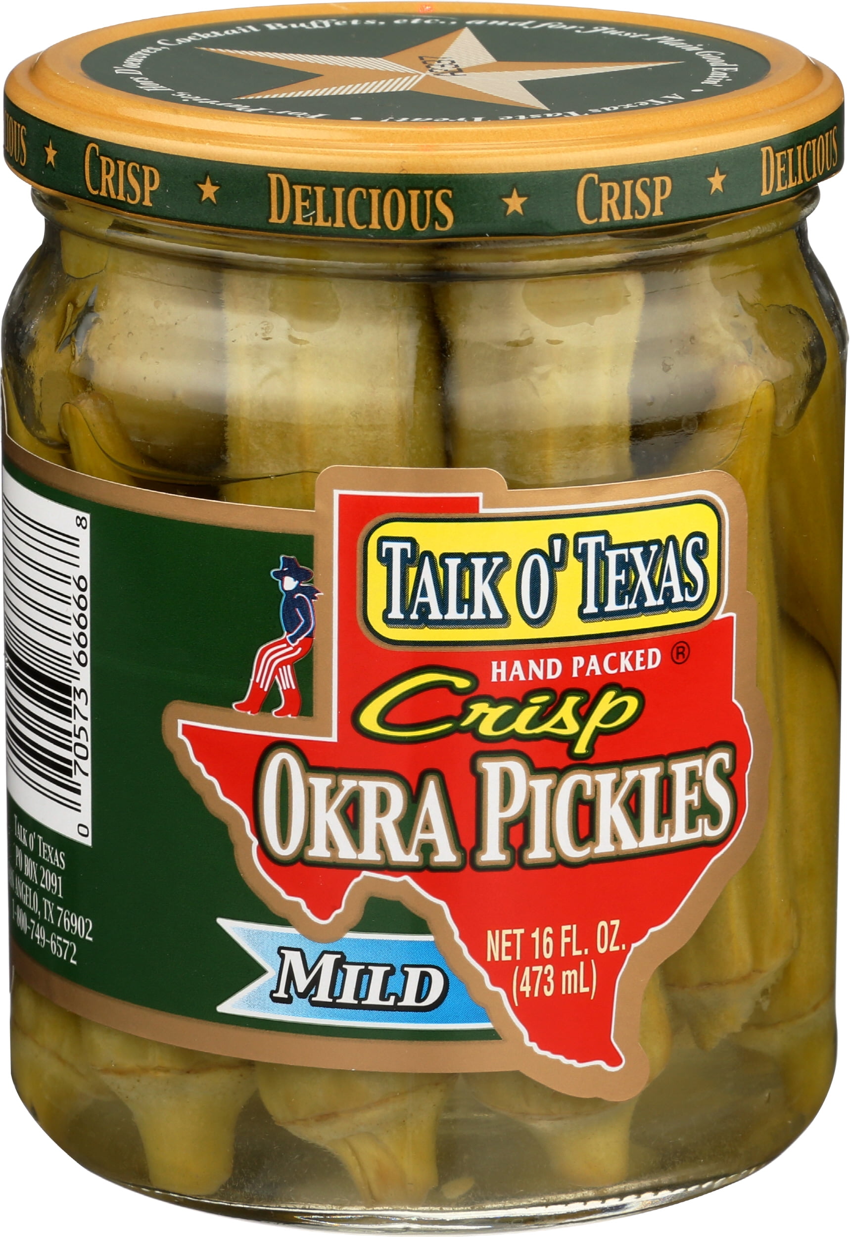 Pack of 12, Talk O Texas Crisp Okra Pickles, 16 oz