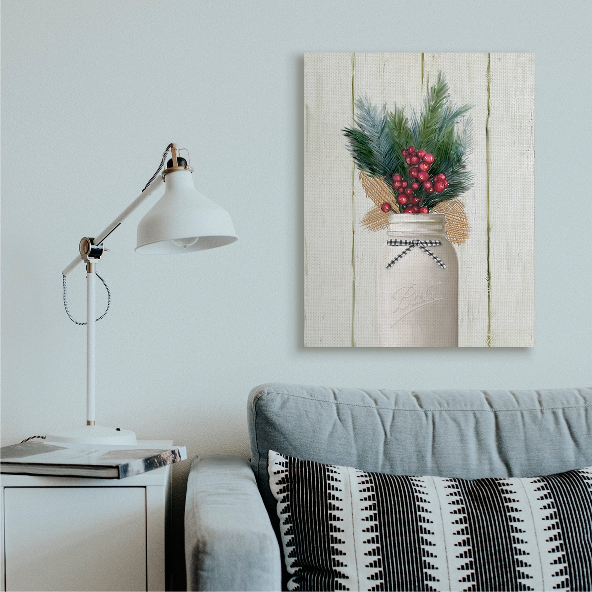 Stupell Industries Country Holiday Jar Pine Needles Christmas Berries Canvas Design by Ziwei Li