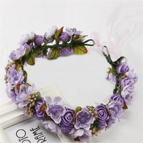 Tittly Hair Accessories Hair Bows Women Bridal Flower Garland Headband Flower Crown Hair Wreath Hair Bows Elastic Hair Bands Purple One Size