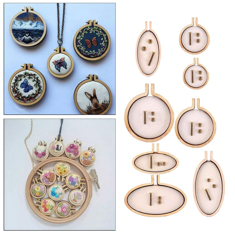Exquisite Mini Embroidery Hoop DIY Pendant Stitch Crafts Necklace
