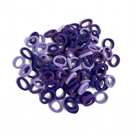 VANIDO 100Pcs Seamless Cotton Hair Ties for Toddler Girls Elastics Hair Ties No Damage Diameter 1 inch Ponytail Holders Baby Thin Hair Purple