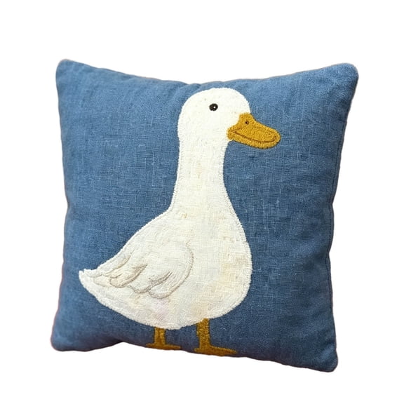 Miwamany Cute Goose Throw Pillow Cover, Soft Cotton Linen Cushion Case, Adorable Animal Decorative Pillowcase for Sofa Bedroom Nursery Home Decor, Playful Accent Protector