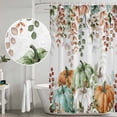 thumbnail image 4 of Fall Thanksgiving Shower Curtain Set with Hooks, Orange White Green Pumpkin Leaf Waterproof Fabric Bathroom Curtains Decor Home Accessories, Stall Long 54 X 78 Inch, 4 of 9
