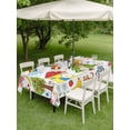 thumbnail image 4 of Outdoor Tablecloth with Umbrella Hole for Patio/Picnic/Party/Camping, Children's Day Waterproof Table Cloth Rectangle Table Cover Washable, Cartoon Painting Rainbow Rocket Butterfly (60"x 102"), 4 of 8