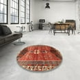 thumbnail image 4 of Ahgly Company Machine Washable Indoor Square Traditional Tiger Orange Brown Area Rugs, 6' Square, 4 of 7