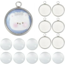 1 Box 120Pcs Bezel Tray Blanks Pendant Tray Kit Stainless Steel Pendant Trays Round Pendant Bezels Pendant Trays Clear Cabochon Domes Set for Jewelry Making Charms DIY Craft Photo Findings