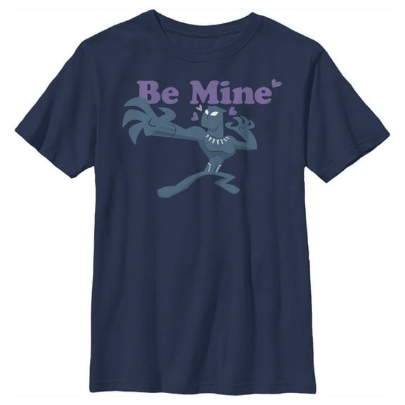Boy's Marvel Black Panther Be Mine Graphic Tee Navy Blue Medium