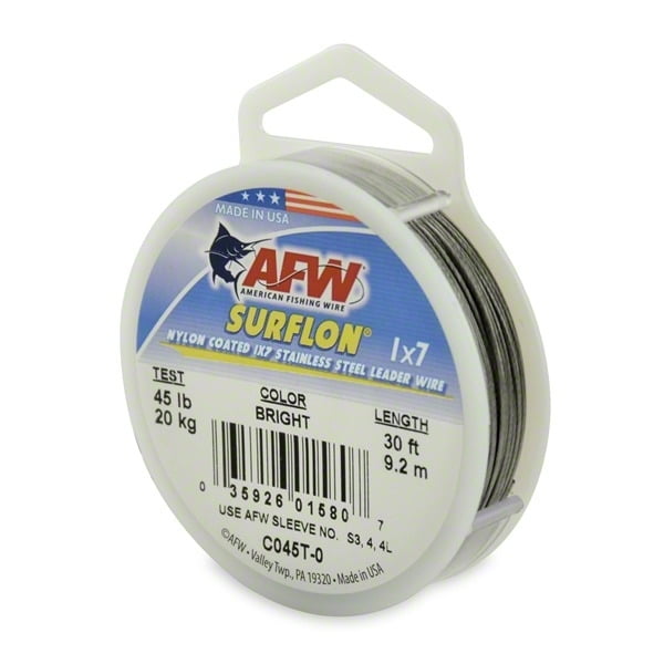 AFW C045T0 Surflon Nylon Coated 1x7 Stainless Leader Wire 45 lbs