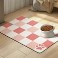 thumbnail image 2 of Dog Food Mats for Floors, Absorbent Quick Dry Pet Cat Food Mat, Dog Bowl Mats for Food and Water Dispenser Mat, Eco-Friendly Dog Accessories Pet Supplies 12"x20"｜Pink Checkered, 2 of 6