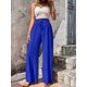 thumbnail image 4 of Pantalones de Salón de Pierna para Mujer, Cintura Alta, Ajustables, con Nudo de Lazo, Holgados. Azul M, 4 of 9