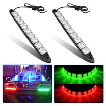 HIBIBUD 2pcs Marine Boat Day LED Lights, 12V LED Navigation Strip Lights, Waterproof Flexible Bow Marine Light Bar for Boat Deck Stern Dinghy Pontoon Kayak Yacht Vessel, Red & Green