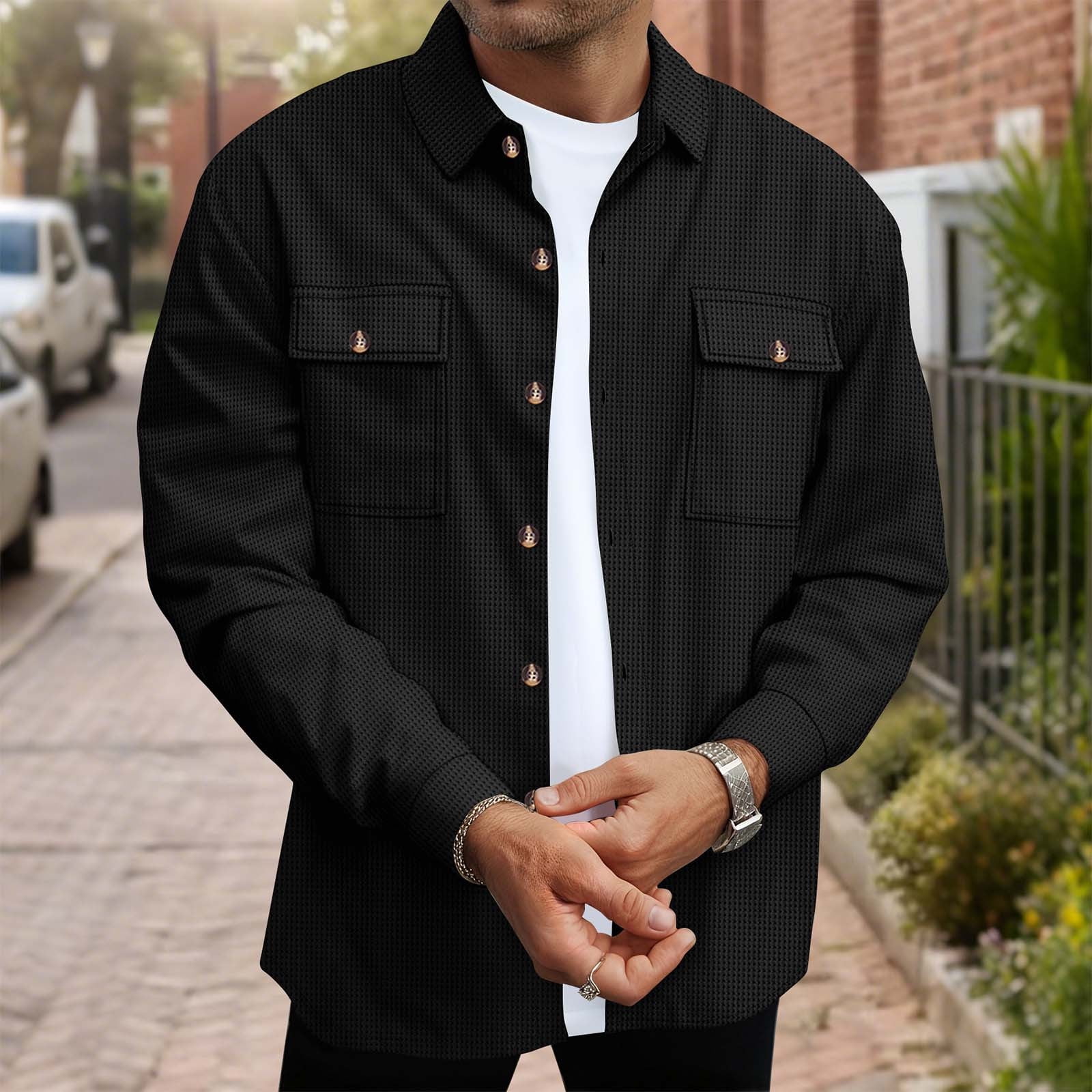 Mens Shirts Sale Clearance! Jackets for Men Button Down Waffle