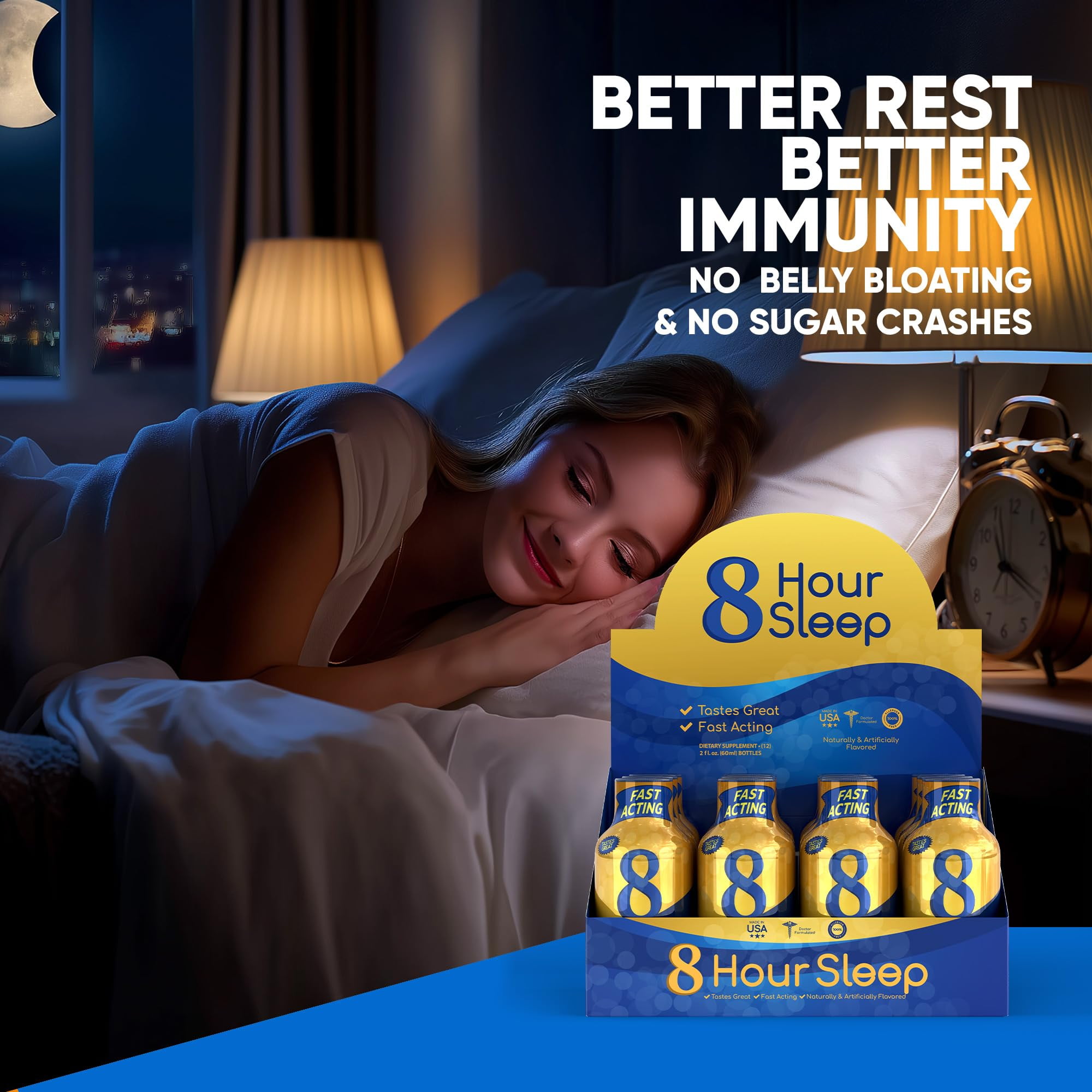 Vitamin Energy 8-Hour Sleep Support Shot, Mixed Berry, 12 Pack – 5mg Melatonin, 5-HTP & GABA, Zero Sugar, 1.93 fl oz